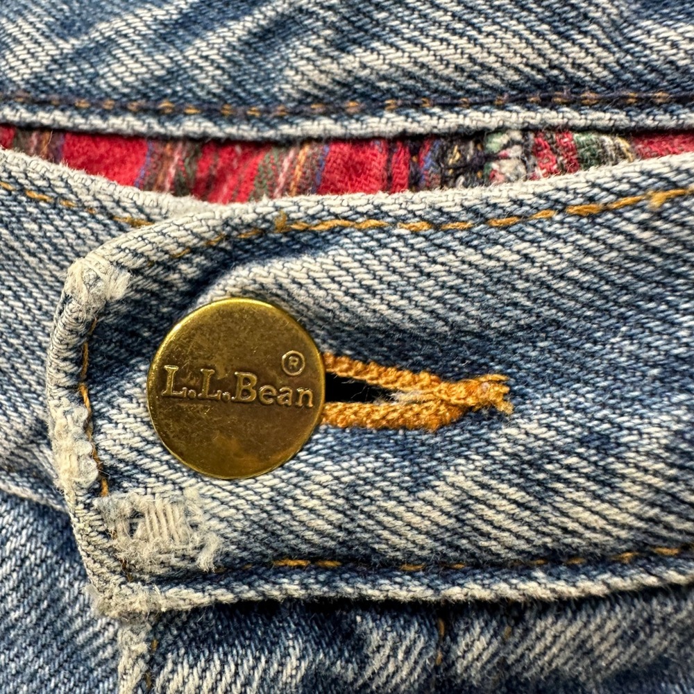 VTG LL Bean‎ Double L Flannel Blanket Lined Jeans Womens 14P Blue Denim Relaxed - Picture 9 of 15